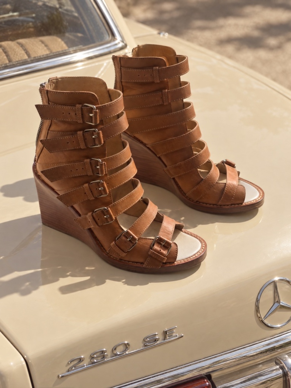 Ann Demeulemeester Tan Strapped Wedge